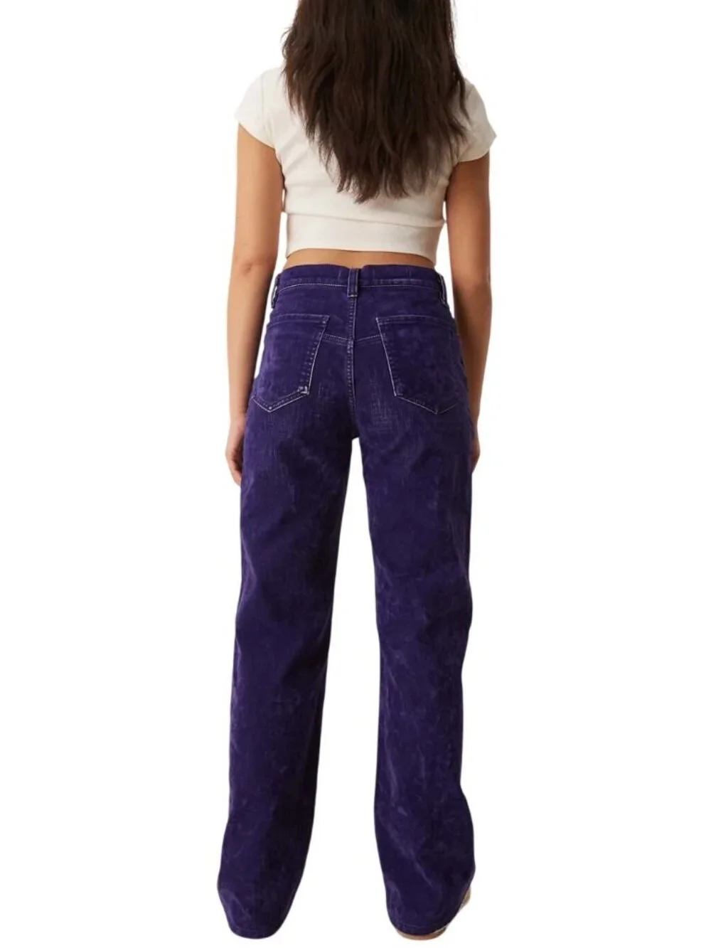 Free People Tinsley Baggy High Rise Velvet Crushed Jeans In Blue Size 26 New